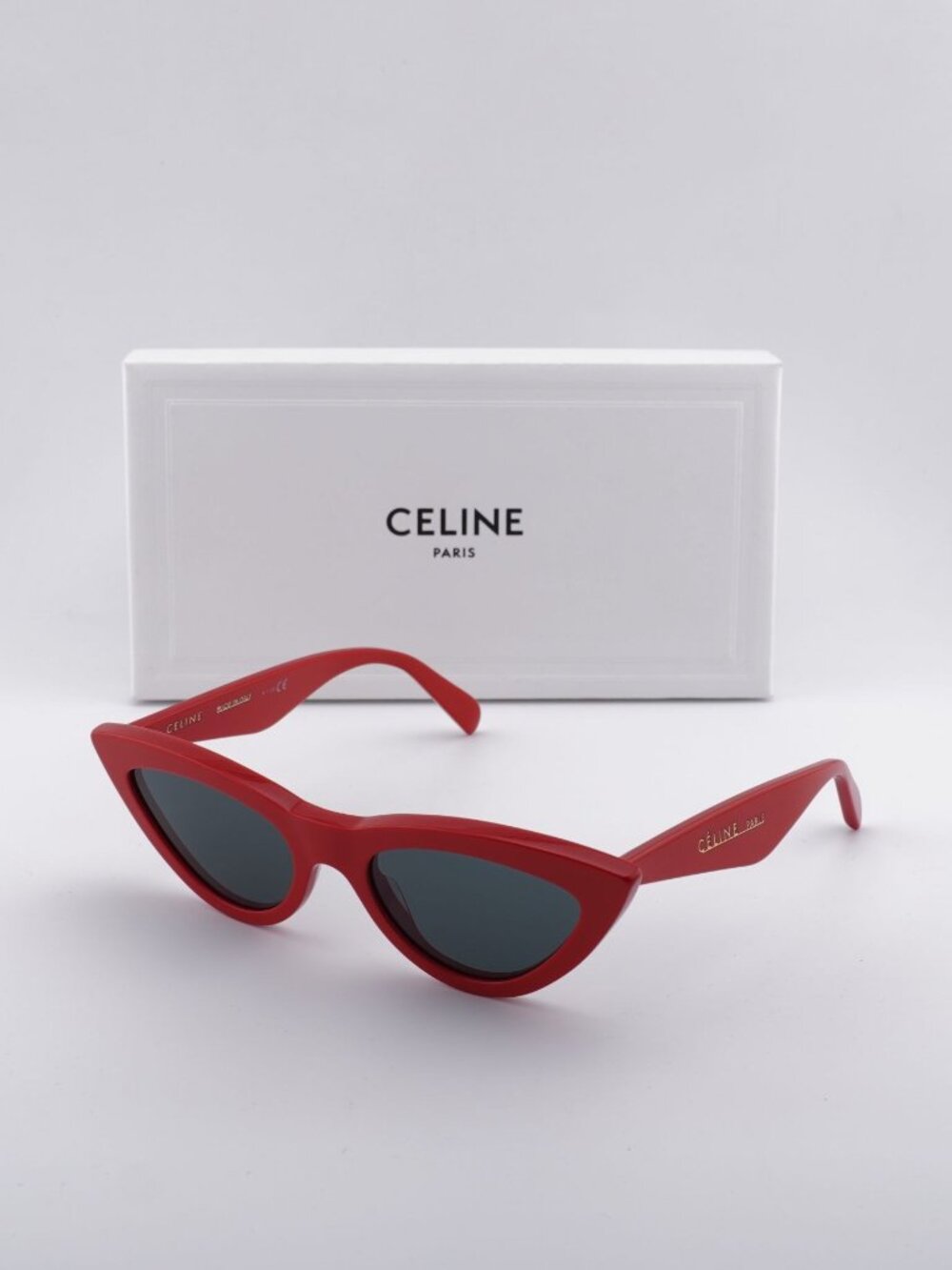 Celine CL40019I 66N Cat Eye Sunglasses - Red / Grey